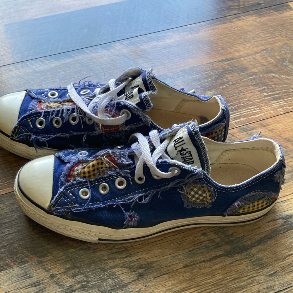 Converse Blue and White Athletic Shoes Denim Patchwork